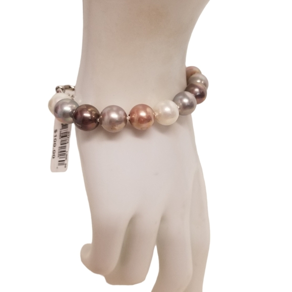 JOIA DE MAJORICA NWT 10MM ROUND MULTICOLOR FAUX PEARL BRACELET - Picture 2 of 5